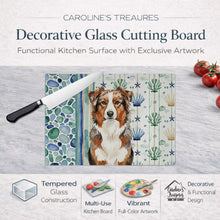 Load image into Gallery viewer, Red Merle Australian Shepherd Coastal Sea Glass Glass Cutting Board