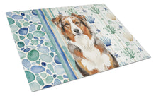 Load image into Gallery viewer, Red Merle Australian Shepherd Coastal Sea Glass Glass Cutting Board