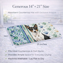 Load image into Gallery viewer, Black and White Basenji Coastal Sea Glass Dish Drying Mat