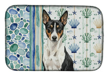 Load image into Gallery viewer, Black and White Basenji Coastal Sea Glass Dish Drying Mat