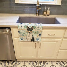 Load image into Gallery viewer, Black and White Basenji Coastal Sea Glass Kitchen Towel