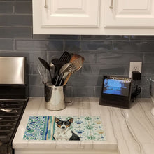 Load image into Gallery viewer, Black and White Basenji Coastal Sea Glass Glass Cutting Board