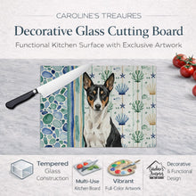 Load image into Gallery viewer, Black and White Basenji Coastal Sea Glass Glass Cutting Board