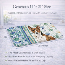 Load image into Gallery viewer, Brindle and White Basenji Coastal Sea Glass Dish Drying Mat