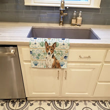 Load image into Gallery viewer, Brindle and White Basenji Coastal Sea Glass Kitchen Towel