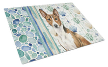 Load image into Gallery viewer, Brindle and White Basenji Coastal Sea Glass Glass Cutting Board