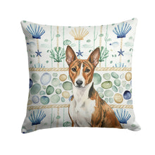 Load image into Gallery viewer, Brindle and White Basenji Coastal Sea Glass Throw Pillow