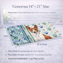 Load image into Gallery viewer, Red and White Basenji Coastal Sea Glass Dish Drying Mat
