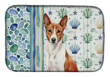 Load image into Gallery viewer, Red and White Basenji Coastal Sea Glass Dish Drying Mat