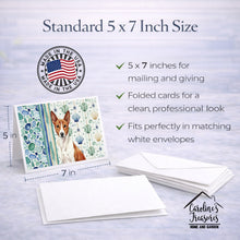 Load image into Gallery viewer, Red and White Basenji Coastal Sea Glass Greeting Cards Pack of 8