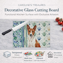 Load image into Gallery viewer, Red and White Basenji Coastal Sea Glass Glass Cutting Board