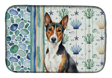 Load image into Gallery viewer, Tricolor and White Basenji Coastal Sea Glass Dish Drying Mat