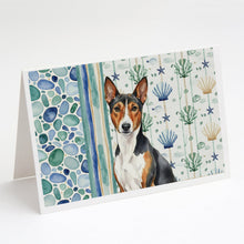Load image into Gallery viewer, Tricolor and White Basenji Coastal Sea Glass Greeting Cards Pack of 8