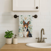 Load image into Gallery viewer, Tricolor and White Basenji Coastal Sea Glass Kitchen Towel