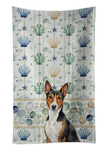 Load image into Gallery viewer, Tricolor and White Basenji Coastal Sea Glass Kitchen Towel