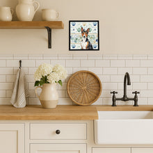 Load image into Gallery viewer, Tricolor and White Basenji Coastal Sea Glass Framed Metal Print