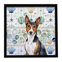 Load image into Gallery viewer, Tricolor and White Basenji Coastal Sea Glass Framed Metal Print