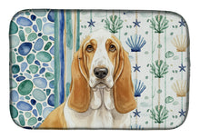 Load image into Gallery viewer, Lemon and White Basset Hound Coastal Sea Glass Dish Drying Mat