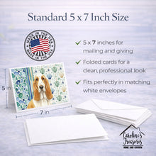 Load image into Gallery viewer, Lemon and White Basset Hound Coastal Sea Glass Greeting Cards Pack of 8