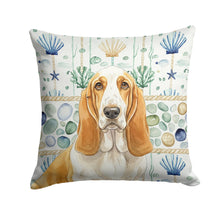 Load image into Gallery viewer, Lemon and White Basset Hound Coastal Sea Glass Throw Pillow