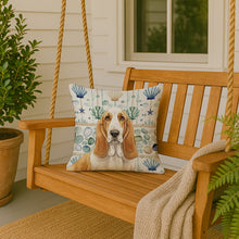 Load image into Gallery viewer, Lemon and White Basset Hound Coastal Sea Glass Throw Pillow