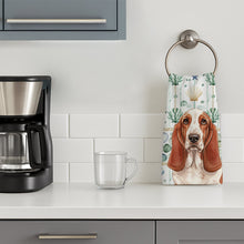 Load image into Gallery viewer, Red and White Basset Hound Coastal Sea Glass Kitchen Towel