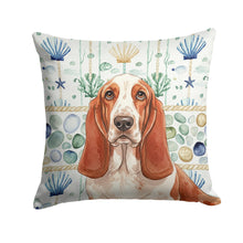 Load image into Gallery viewer, Red and White Basset Hound Coastal Sea Glass Throw Pillow