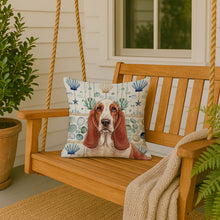Load image into Gallery viewer, Red and White Basset Hound Coastal Sea Glass Throw Pillow