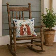Load image into Gallery viewer, Red and White Basset Hound Coastal Sea Glass Throw Pillow