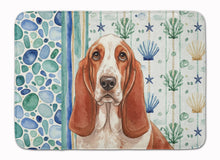 Load image into Gallery viewer, Red and White Basset Hound Coastal Sea Glass Memory Foam Kitchen Mat