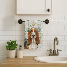 Load image into Gallery viewer, Tricolor and White Basset Hound Coastal Sea Glass Kitchen Towel