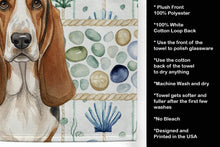 Load image into Gallery viewer, Tricolor and White Basset Hound Coastal Sea Glass Kitchen Towel