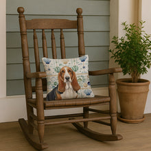 Load image into Gallery viewer, Tricolor and White Basset Hound Coastal Sea Glass Throw Pillow