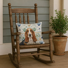 Load image into Gallery viewer, Tricolor and White Basset Hound Coastal Sea Glass Throw Pillow