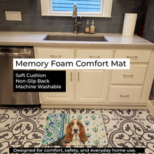 Load image into Gallery viewer, Tricolor and White Basset Hound Coastal Sea Glass Memory Foam Kitchen Mat