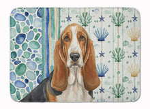 Load image into Gallery viewer, Tricolor and White Basset Hound Coastal Sea Glass Memory Foam Kitchen Mat
