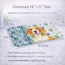 Load image into Gallery viewer, Lemon and White Beagle Coastal Sea Glass Dish Drying Mat