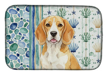Load image into Gallery viewer, Lemon and White Beagle Coastal Sea Glass Dish Drying Mat