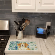 Load image into Gallery viewer, Lemon and White Beagle Coastal Sea Glass Glass Cutting Board