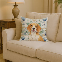 Load image into Gallery viewer, Lemon and White Beagle Coastal Sea Glass Throw Pillow