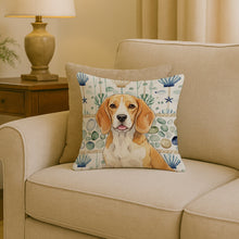 Load image into Gallery viewer, Lemon and White Beagle Coastal Sea Glass Throw Pillow