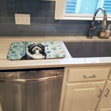 Load image into Gallery viewer, Black Bearded Collie Coastal Sea Glass Dish Drying Mat