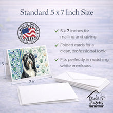 Load image into Gallery viewer, Black Bearded Collie Coastal Sea Glass Greeting Cards Pack of 8