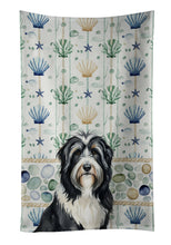 Load image into Gallery viewer, Black Bearded Collie Coastal Sea Glass Kitchen Towel