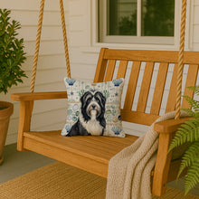 Load image into Gallery viewer, Black Bearded Collie Coastal Sea Glass Throw Pillow