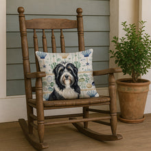 Load image into Gallery viewer, Black Bearded Collie Coastal Sea Glass Throw Pillow