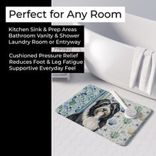 Load image into Gallery viewer, Black Bearded Collie Coastal Sea Glass Memory Foam Kitchen Mat