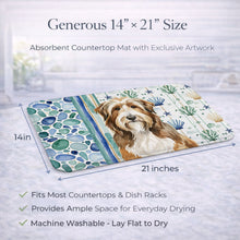 Load image into Gallery viewer, Brown Bearded Collie Coastal Sea Glass Dish Drying Mat