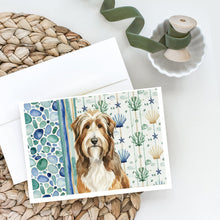 Load image into Gallery viewer, Brown Bearded Collie Coastal Sea Glass Greeting Cards Pack of 8