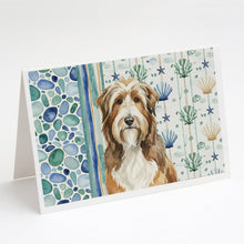 Load image into Gallery viewer, Brown Bearded Collie Coastal Sea Glass Greeting Cards Pack of 8